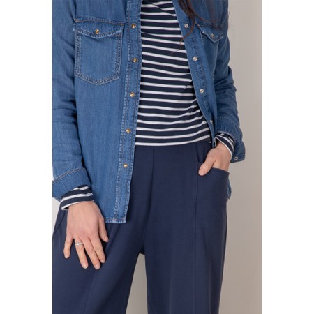 Amazing Woman Gina Dark Navy Long Bubble Jersey Trousers - Blue