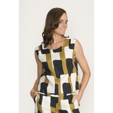 Foil It's Only Natural Art Box Linen Print Top - Multicoloured