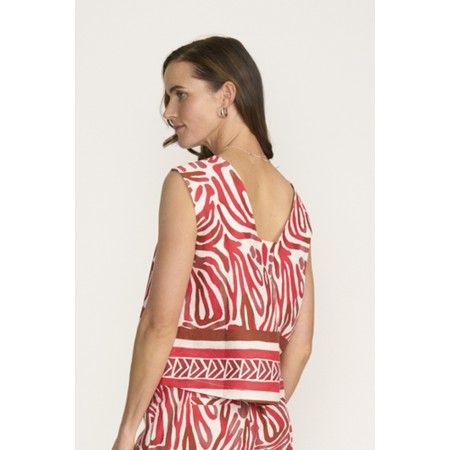 Foil It's Only Natural Prowl Linen Print Top - Red