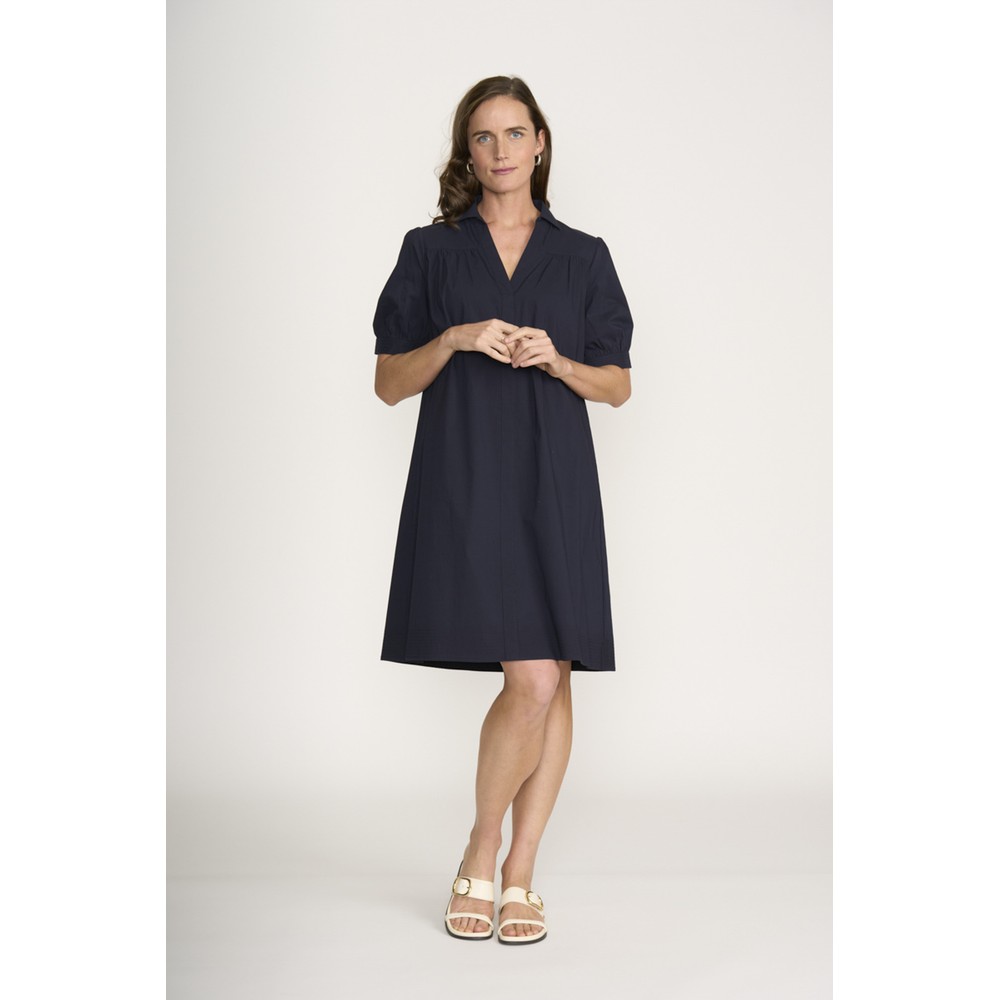 Foil Thats The Spirit Button Up True Navy Dress True Navy