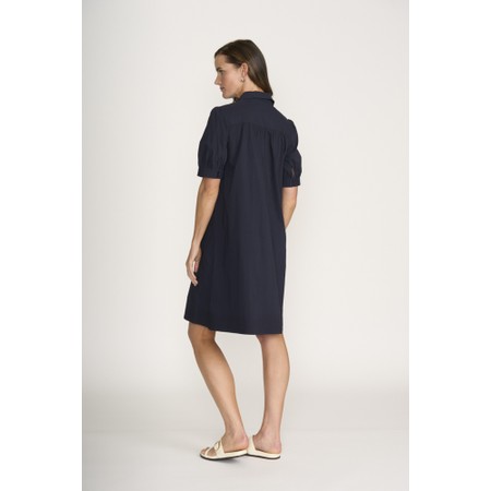 Foil Thats The Spirit Button Up True Navy Dress - Blue