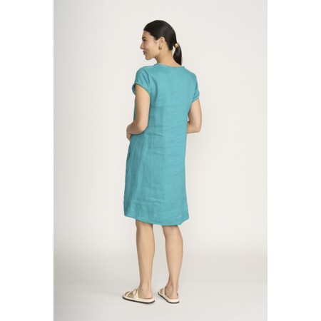 Foil Festival Aquatic Linen Dress - Blue