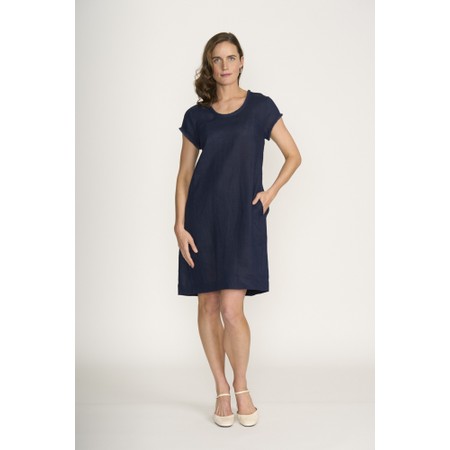 Foil Festival Eclipse Linen Dress - Blue