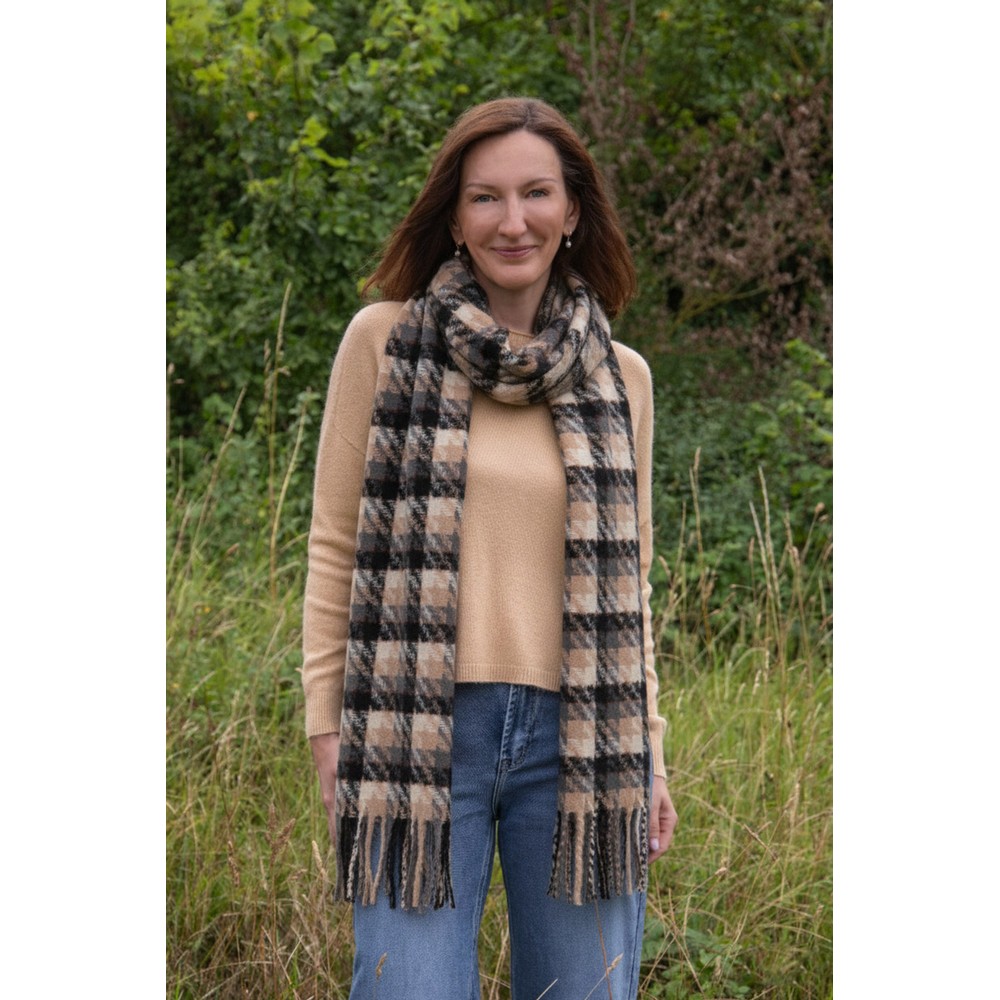 Gemini Label Accessories Tartan Scarf Cream