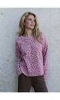 Henriette Steffensen Pink Leopard Classic Round Neck Pink Leopard Print Fleece Blouse  