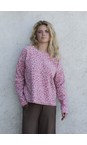 Henriette Steffensen Pink Leopard Classic Round Neck Pink Leopard Print Fleece Blouse  
