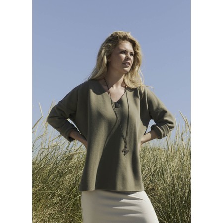 Henriette Steffensen Dusty Green Fleece V-Neck Blouse - Green