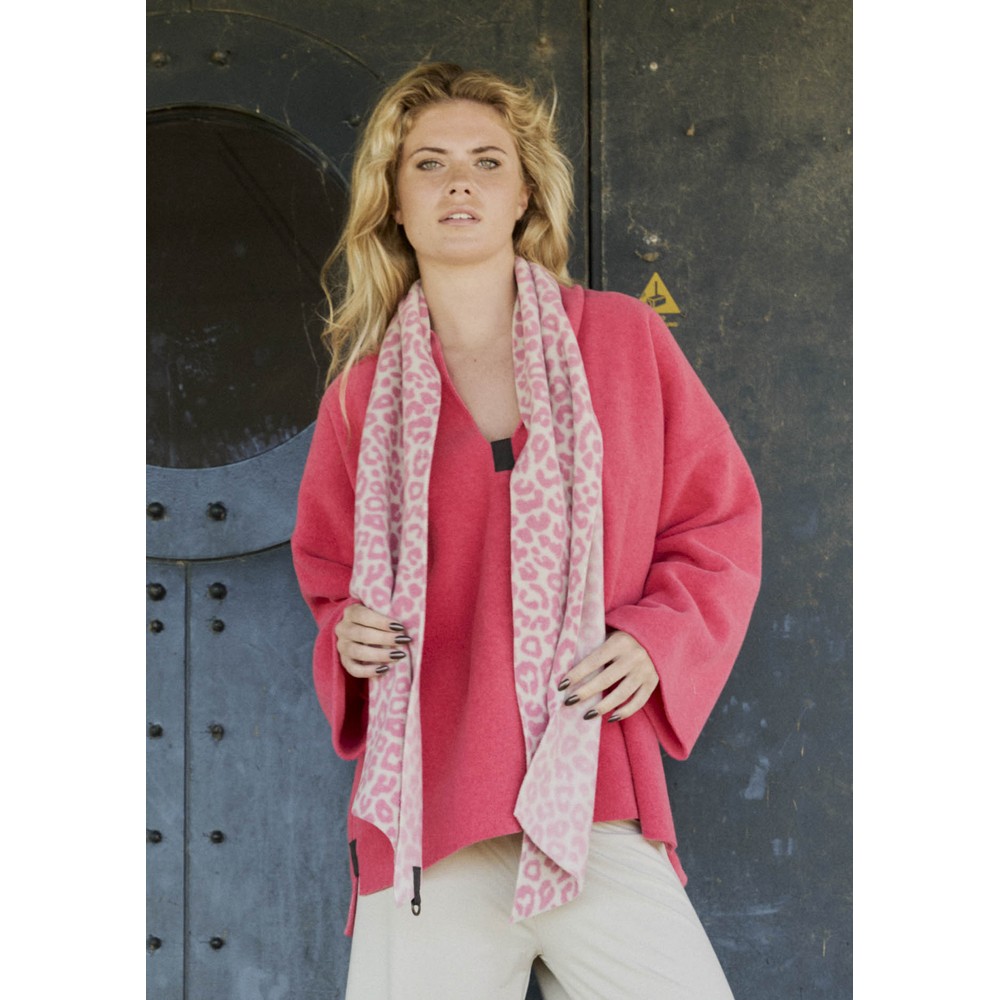 Henriette Steffensen Thin Pink Leopard Fleece Scarf Pink Leopard