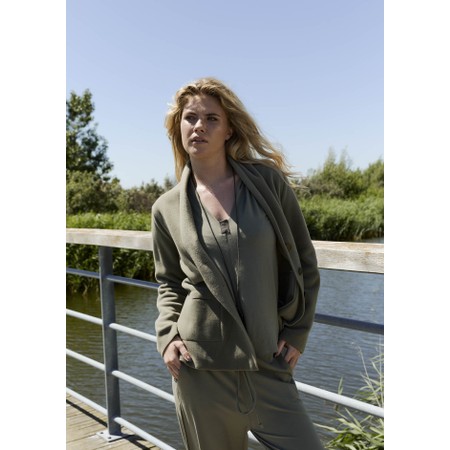 Henriette Steffensen Short Recycled Dusty Green Fleece Cardigan - Green