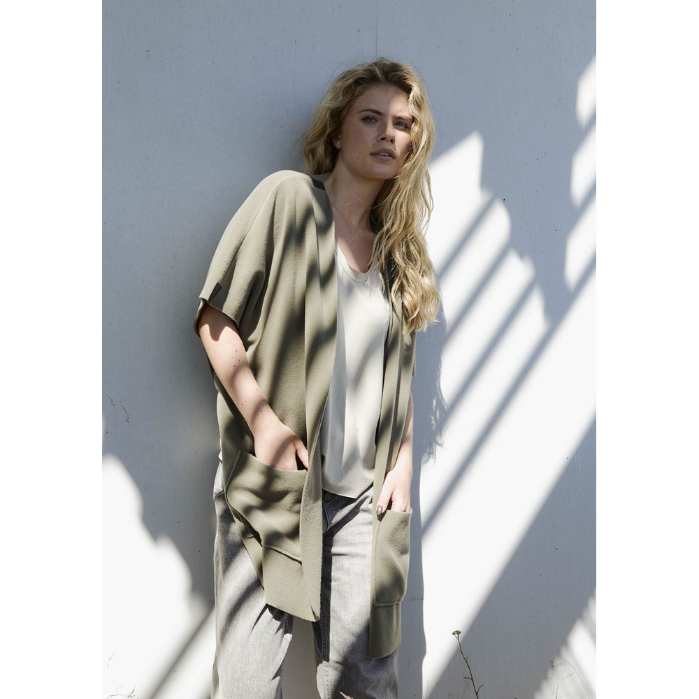 Henriette Steffensen Oversized Dusty Green Fleece Long Gilet Dusty Green