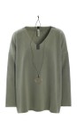 Henriette Steffensen Dusty Green Dusty Green Fleece V-Neck Blouse  