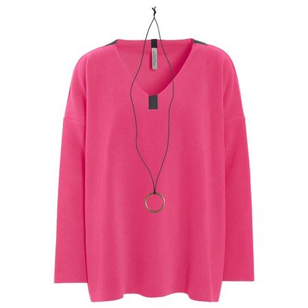 Henriette Steffensen Sunset Pink Fleece V-Neck Blouse - Pink