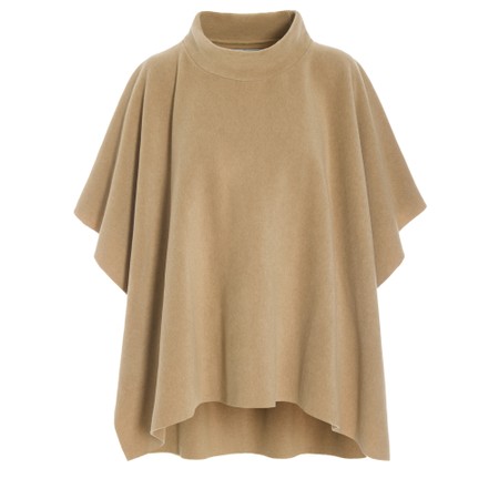 Henriette Steffensen High Neck Camel Fleece Poncho - Brown