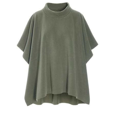 Henriette Steffensen High Neck Dusty Green Fleece Poncho - Green