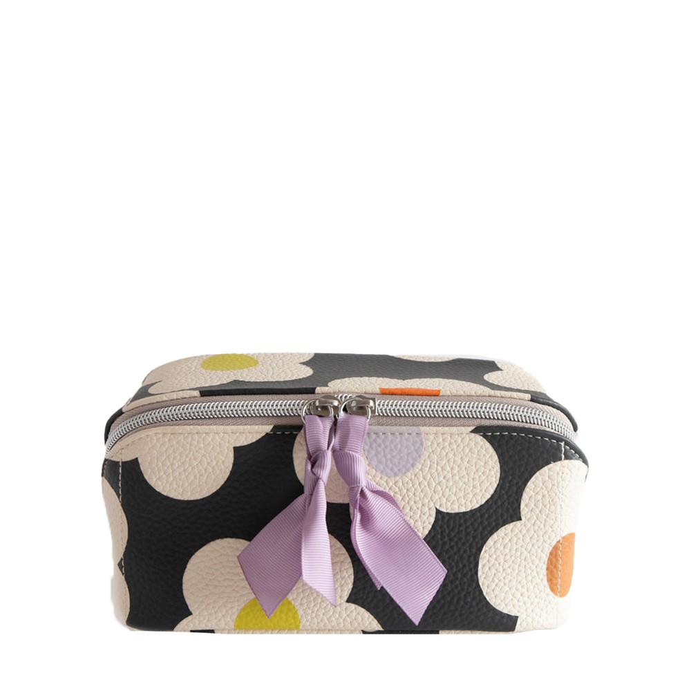 Caroline Gardner Multi Flower Charcoal Diagonal Cosmetic Bag Multi