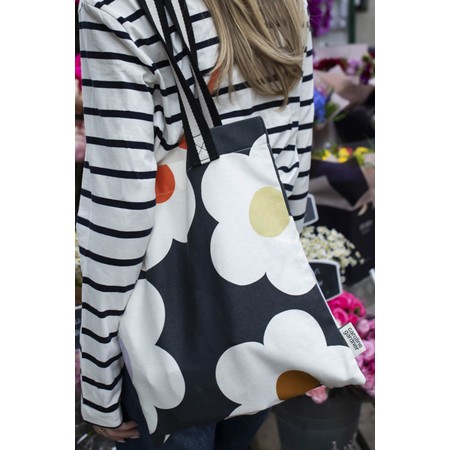 Caroline Gardner Multi Flower Charcoal Book Bag - Multicoloured