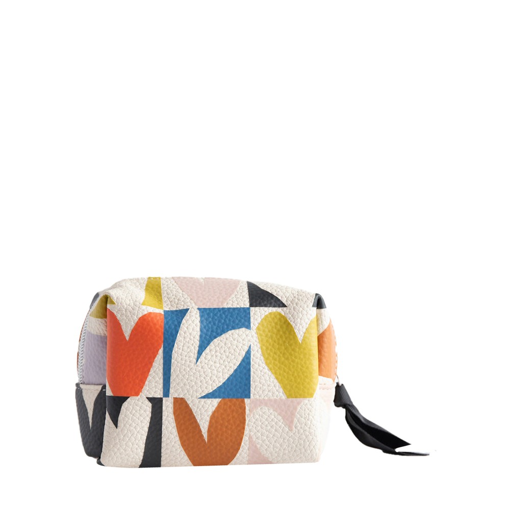 Caroline Gardner Multi Checkmate Heart Mini Cube Cosmetic Bag Multi