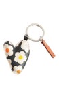 Caroline Gardner Multi Multi Flower Charcoal Printed Heart Keyring  
