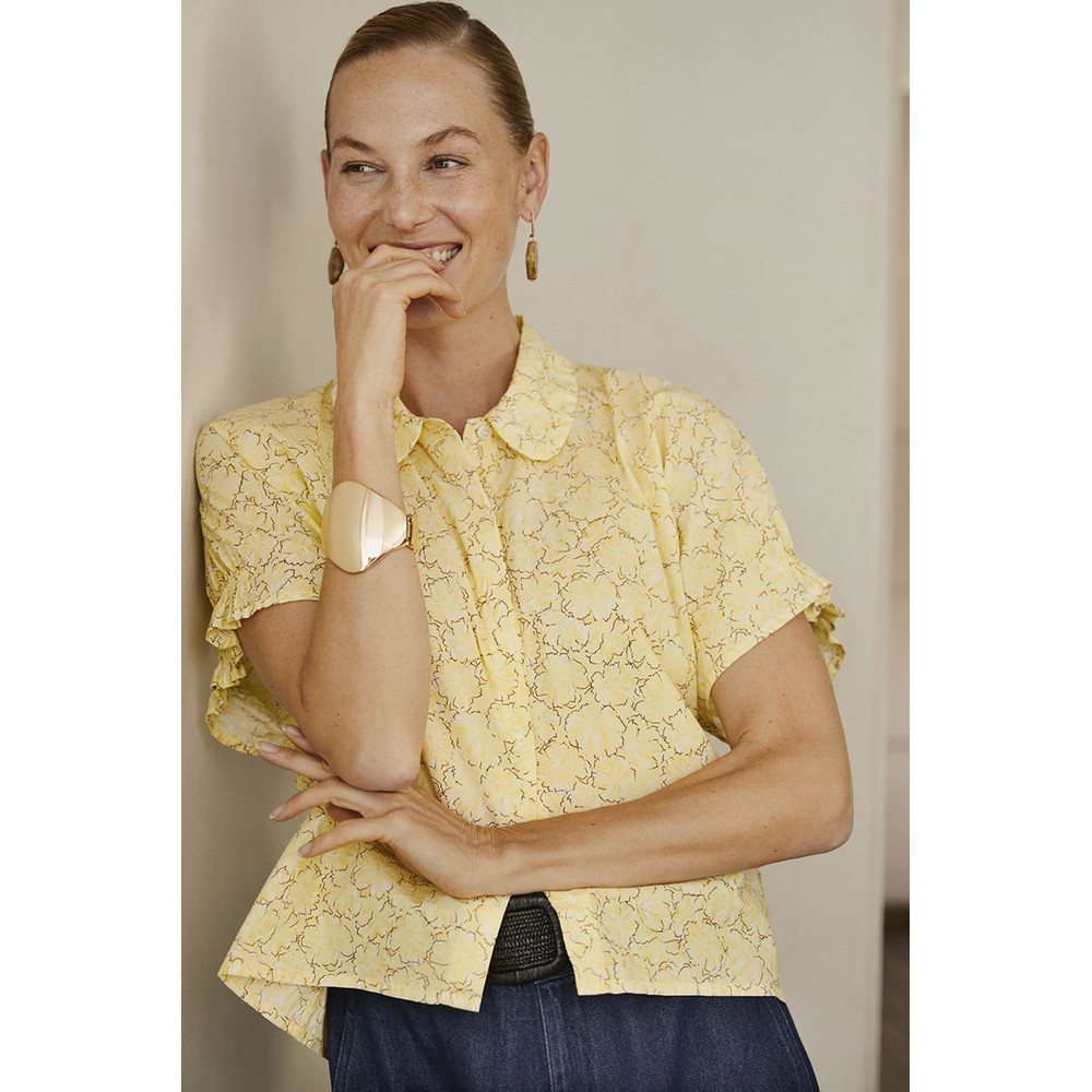 Masai Clothing MaIndorix Print Poplin Shirt Lemonade