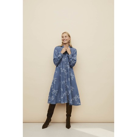 Masai Clothing MaNorvinu Denim Lazer Print Dress - Blue