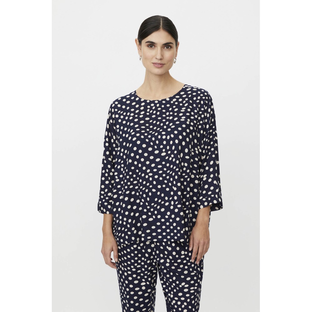 Masai Clothing MaBecca Navy Blazer Print Top Navy Blazer