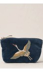 Elizabeth Scarlett Crane Ink Blue Crane Ink Blue Velvet Coin Purse  