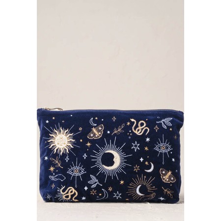 Elizabeth Scarlett Boho Mysticism Navy Everyday Velvet Pouch - Blue