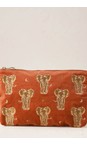 Elizabeth Scarlett Golden Elephants Rust Golden Elephants Everyday Velvet Pouch  