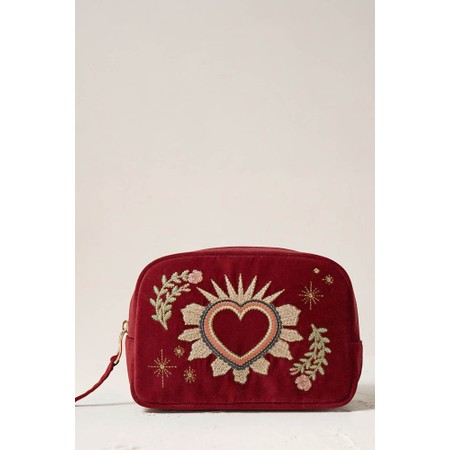 Elizabeth Scarlett Enchanted Heart Velvet Makeup Bag - Red