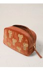 Elizabeth Scarlett Golden Elephants Rust Golden Elephant Velvet Makeup Bag  