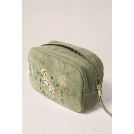 Elizabeth Scarlett Mystical Horse Velvet Makeup Bag - Green