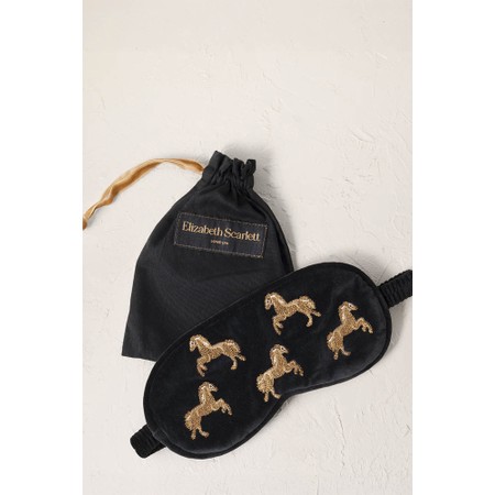 Elizabeth Scarlett Wild Horses Charcoal Velvet Eye Mask - Grey