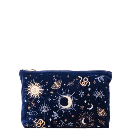 Elizabeth Scarlett Boho Mysticism Navy Everyday Velvet Pouch - Blue