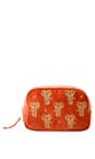 Elizabeth Scarlett Golden Elephants Rust Golden Elephant Velvet Makeup Bag  
