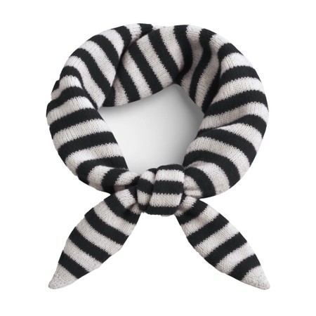 Gemini Label Accessories Triangle Neck Black Stripe Wool Scarf - Black