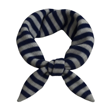 Gemini Label Accessories Triangle Neck Navy Stripe Wool Scarf - Blue