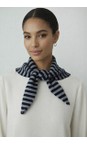 Gemini Label Accessories Navy Triangle Neck Navy Stripe Wool Scarf  