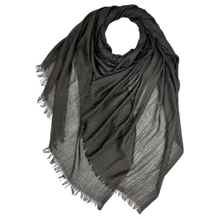 Gemini Label Accessories Cotton Modal Blend Jet Black Plain Scarf - Black