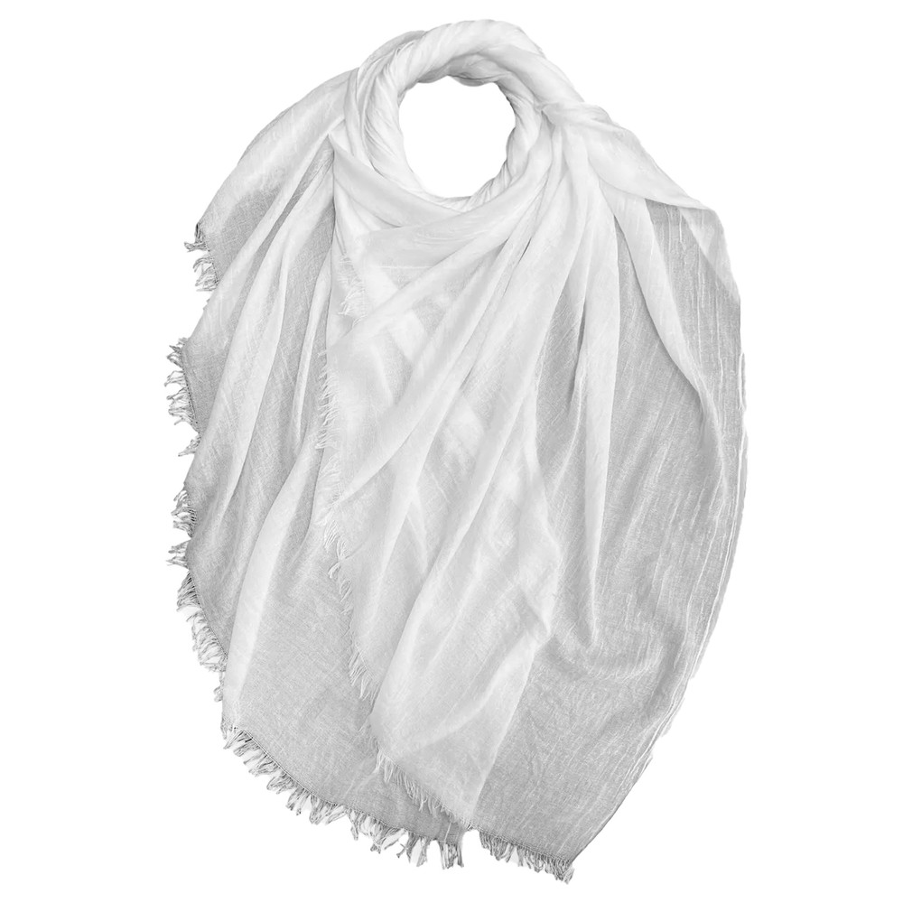 Gemini Label Accessories Cotton Modal Blend Pearl White Plain Scarf Pearl White