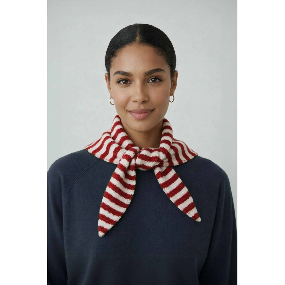 Gemini Label Accessories Triangle Neck Red Stripe Wool Scarf Red