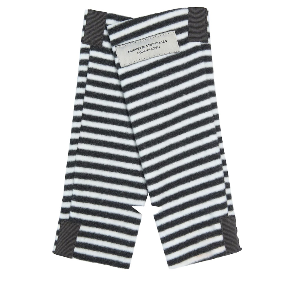 Henriette Steffensen Black And White Stripe Fleece Wrist Warmers Black / White Stripe