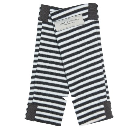 Henriette Steffensen Black And White Stripe Fleece Wrist Warmers - Black
