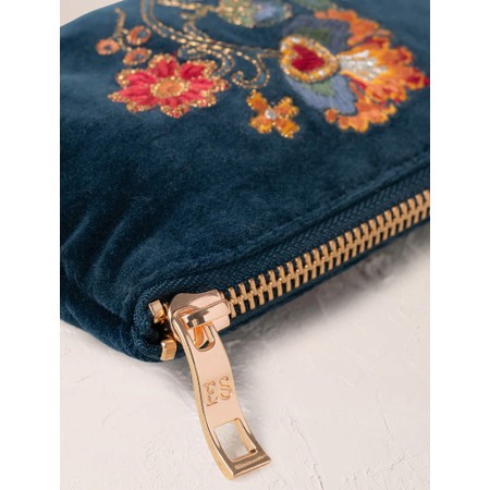 Elizabeth Scarlett Botanical Garden Ink Blue Velvet Coin Purse - Blue