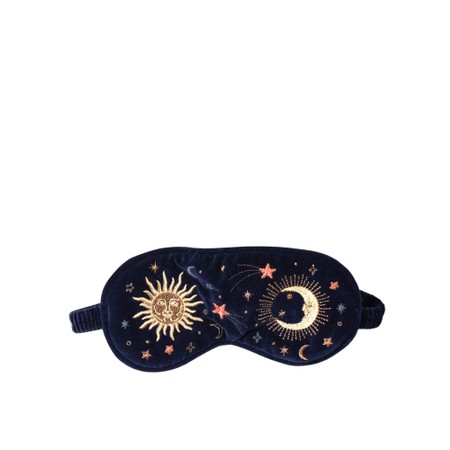 Elizabeth Scarlett Celestial Navy Velvet Eye Mask - Blue
