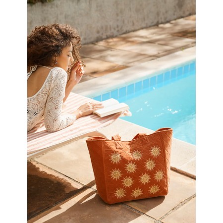 Elizabeth Scarlett Sun Goddess Large Velvet Tote - Orange