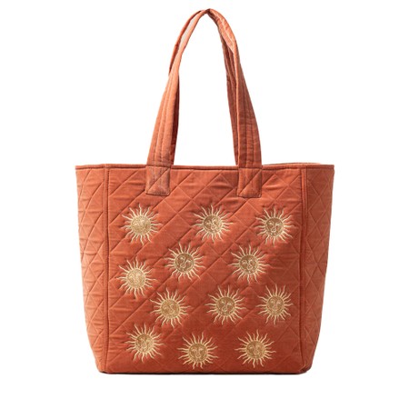 Elizabeth Scarlett Sun Goddess Large Velvet Tote - Orange