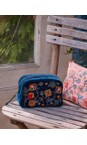 Elizabeth Scarlett Botanical Garden Ink Blue Botanical Garden Velvet Makeup Bag  