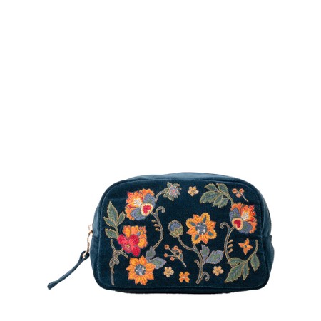 Elizabeth Scarlett Botanical Garden Velvet Makeup Bag - Blue