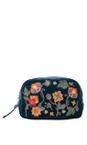 Elizabeth Scarlett Botanical Garden Ink Blue Botanical Garden Velvet Makeup Bag  
