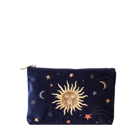 Elizabeth Scarlett Celestial Navy Velvet Mini Pouch - Blue